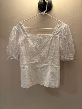 Rachel Parcell White Eyelet Puff Sleeve Blouse